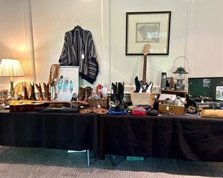 Western wear, camping supplies and gear, guitars