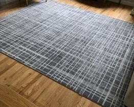 $175 USD      Theoni Gridiron Grey & Beige Area Rug SO171-7     Description: Great texture with a grey with a field of two toned grey with raised light beige striping. 

Dimensions: 7'10" x 9'9"

Condition: Good condition.  Used solely for home staging.  Please check photos for nicks or wear.  We do our best to disclose any flaws.  

Location:  Located in NW Washington, D.C.  Contact us for shipper suggestions.      https://goodbyhello.com/products/theoni-grey-area-rug-so171-7?_pos=21&_sid=b8df54176&_ss=r