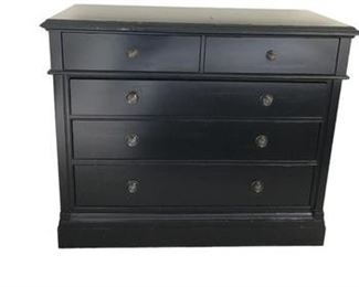 $375 USD     Pottery Barn Branford Black Wood 5 Drawer Dresser HR177-19    Description: Branford Wood Dresser in Heritage Black finish, pewter details, 5 drawers, Retail price $1,200. 
Dimensions: 50 x 22 x 42"H 42" 
Condition: Very good condition. Very light wear & tear
Local pick up Washington, D.C.  Contact us for shipper suggestions.     https://goodbyhello.com/products/4-drawer-dark-wood-dresser-hr177-19?_pos=26&_sid=f3a74cf28&_ss=r  