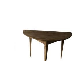 $600 USD     Pair of Swedish Demilune Wood Tables HR177-12     Description: A pair of Swedish wooden demi-lune tables. These tables feature a half-moon shaped top over a plain triangular shaped apron, and is raised upon three squared and gently tapered legs. These Swedish demi-lune table would make a great consoles for a foyer, bedroom, or living area.
Dimensions: 47 x 23 x 29"H
Condition: Very good condition
Local pick up Washington, D.C.  Contact us for shipper suggestions.     https://goodbyhello.com/products/pair-of-triangular-wood-tables-hr177-12?_pos=9&_sid=f3a74cf28&_ss=r