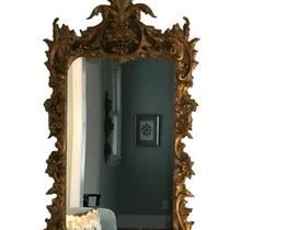 $850 USD     Gorgeous Italian Rococo Gilded Gold Mirror HR177-23     Description: Add stateliness to your surroundings with this incredible mirror. Ornate enough for royalty, this exquisite wall mirror has a frame that resounds with splendid flowers, leaves, and curves. 
Dimensions: 30 x 59"H
Condition: Very good condition
Local pick up NW Washington, D.C.  Contact us for shipper suggestions.     https://goodbyhello.com/products/gorgeous-gilded-gold-mirror-hr177-23?_pos=12&_sid=f3a74cf28&_ss=r 