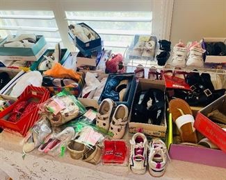 all  unworn or slightly  worn  girl's  shoes  in all sizes