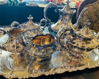 Reed  and  Barton  silver plate  coffee and  tea  service