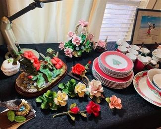 beautiful Capodimonte  flowers, and Andre  and  Lenox  birds