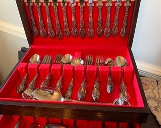 nice set  of  silverplate  and stainless flatware with box
