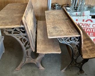 ANTIQUE  SCHOOL DESKS FOR 2