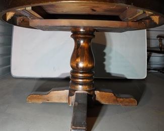 Underneath of the old tavern dining table 4-6-10 seats