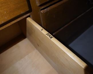 Sharpie? on oak double dresser