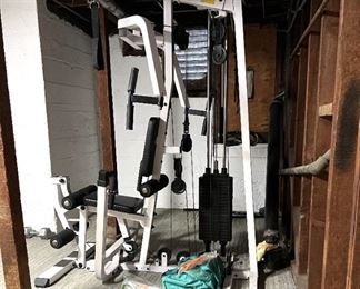 One view of the home exercise equipment.