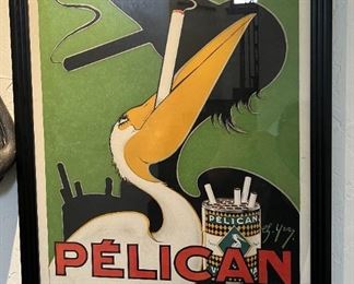 One of the many framed artwork pieces, originally purchased in Paris, France.  The artist is Capiello.