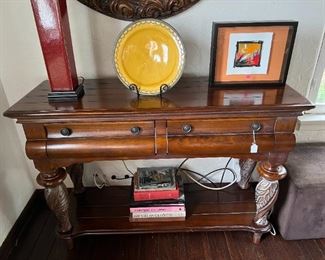 Here is the sibling for the side table shown previously.  The lamp matches the lamp on the sister table.  