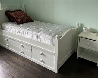 This is the other captain's bed, also twin sized, along with a nightstand.