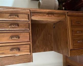 62 x 30 oak desk with plastic mat