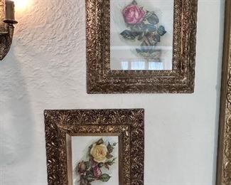 Gorgeous frames on rose prints.