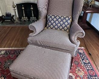 Custom wing chair & ottoman from Hudson's.