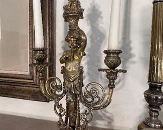 Pair cherub candlesticks.