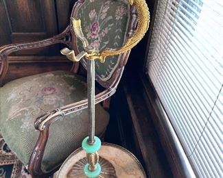 Brass dragon and Jadeite ashtray holder.