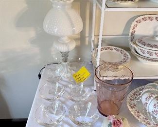 Hobnail glass lamp.