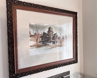 One of 2 Rick Burger signed watercolor prints in the dining room.