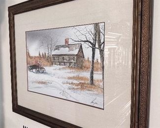 One of 2 Rick Burger signed watercolor prints in the dining room.