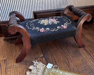 Needlepoint footstool.