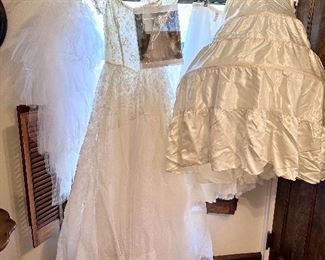 1956 wedding dress and accessories.