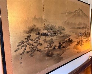 4 panel Japanese landscape screen.