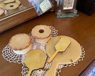 Ladies' bakelite vanity dresser set.