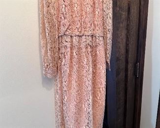 Pretty peach lace dress.