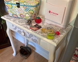 small table w/sewing misc