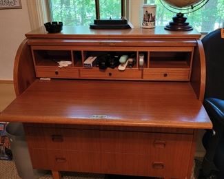 Small Roll-Top Secretary Desk with Extending Desk Top