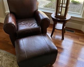 Leather Chair and Ottoman