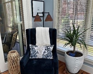 Beautiful Blue Velvet Classic Concepts Chair