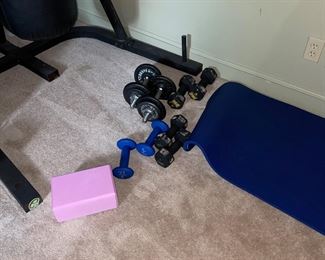 Free Weights, Kettlebells, Yoga Mat & Yoga Block 