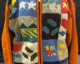 ARTESANIAS TOA Wool Zippered Knit Jacket Ecuador
