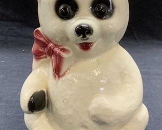 Vintage Porcelain Teddy Bear Coin Bank
