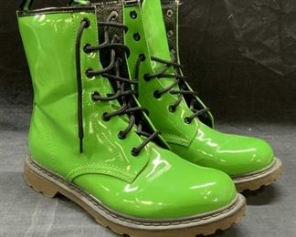 NO BOUNDARIES Green Faux Leather Boots
