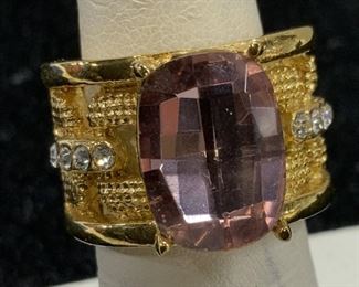 Statement Cocktail Ring in Gold Stainless Steel
