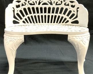 Vintage Iron Doll Furniture Bench White
