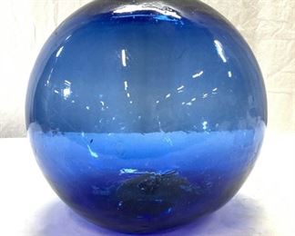 Cobalt Blue Blown Glass Sphere Centerpiece
