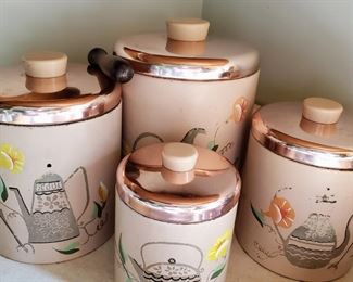 Ransburg Mid Century Pink Cannister Set