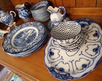 Flow Blue and Blue and White Dishes