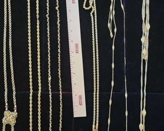 Lot of 6 Long Gold Color Chains