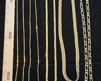 Lot of Gold Colored Chains 5 Pieces