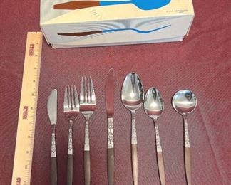 Mid Century Danish Modern Interpur Wood Handle Silverware