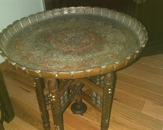 Tin coated copper tray table 