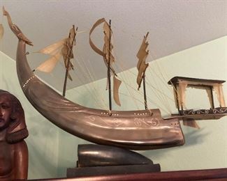 Bone carved ship large 