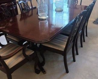 Mahogany dining table with 10 chairs