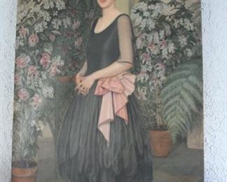 Johann Quistgaard  (1877-1962) large portrait of a woman in black, oil on canvas 