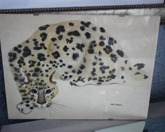 Sandra Finkenberg original watercolor of a leopard